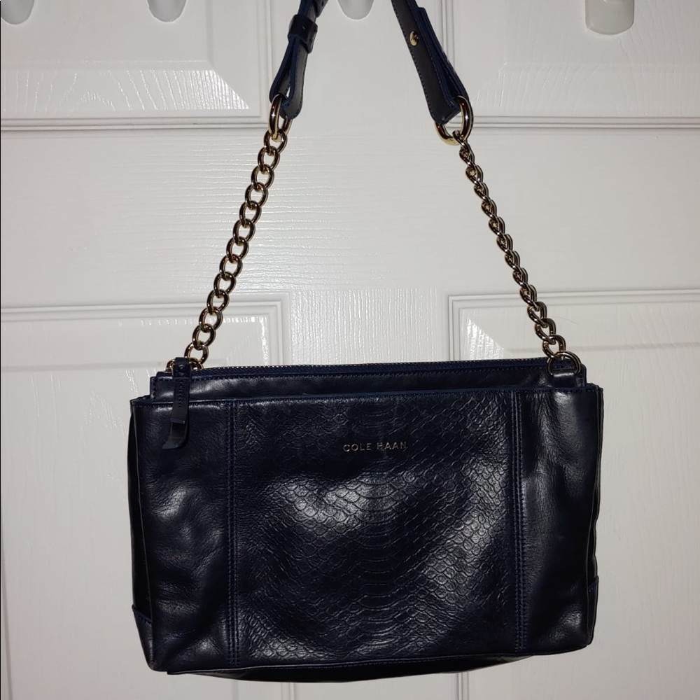 Navy blue cole haan purse